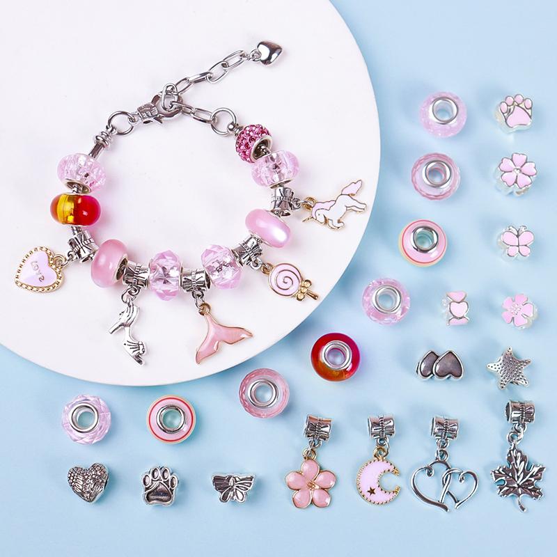 66Pcs Beads Kit For Diy Beaded Necklace Bracelet Jewrlry Making Cartoon Fairy Series Charms Gifts Set