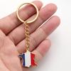 EUEAVAN Drip Oil France Map Pendant Keychain For Women Men Stainless Steel Charm Fashion French Flag Patriotic Jewelry Gifts