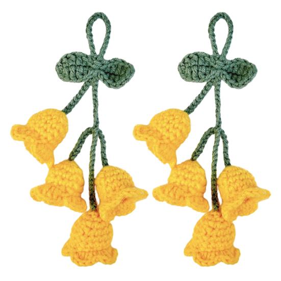 

2 шт подвески Flores Convallariae вязаные контрастного цвета из мягкой ткани DIY материал 4 жёлтый