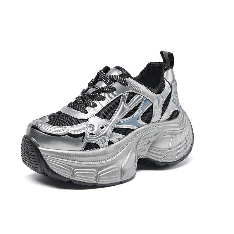 Thick-soled dad shoes women's spring 2025 new warm inner height increase women's shoes versatile sports and leisure shoes genuine