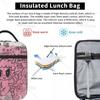 Pink Cute Evil Insulated Lunch Bags Portable Thermal Lunch Box Tote Bag with Side Pocket for Woman Girls Kids Work Picnic School