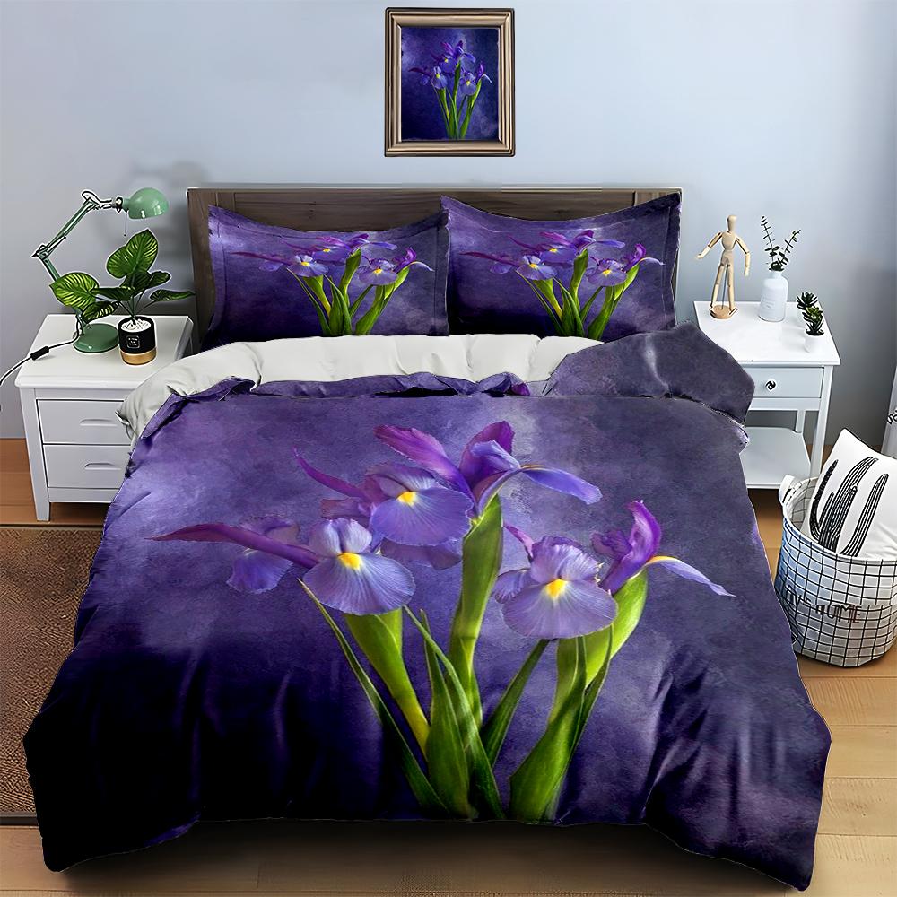 Purple floral design Bedding Duvet cover sets Duvet covers Pillowcases gifts (1 * Duvet Cover 2 * Pillowcases, without duvet insert)