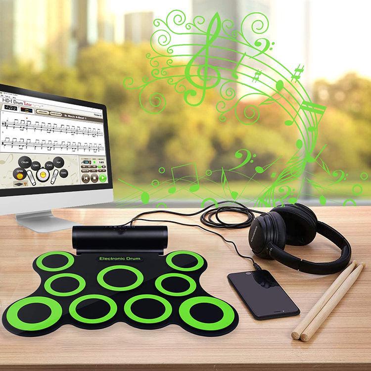 Children s Light-Up Electronic Drum Set with Headphones and Speaker