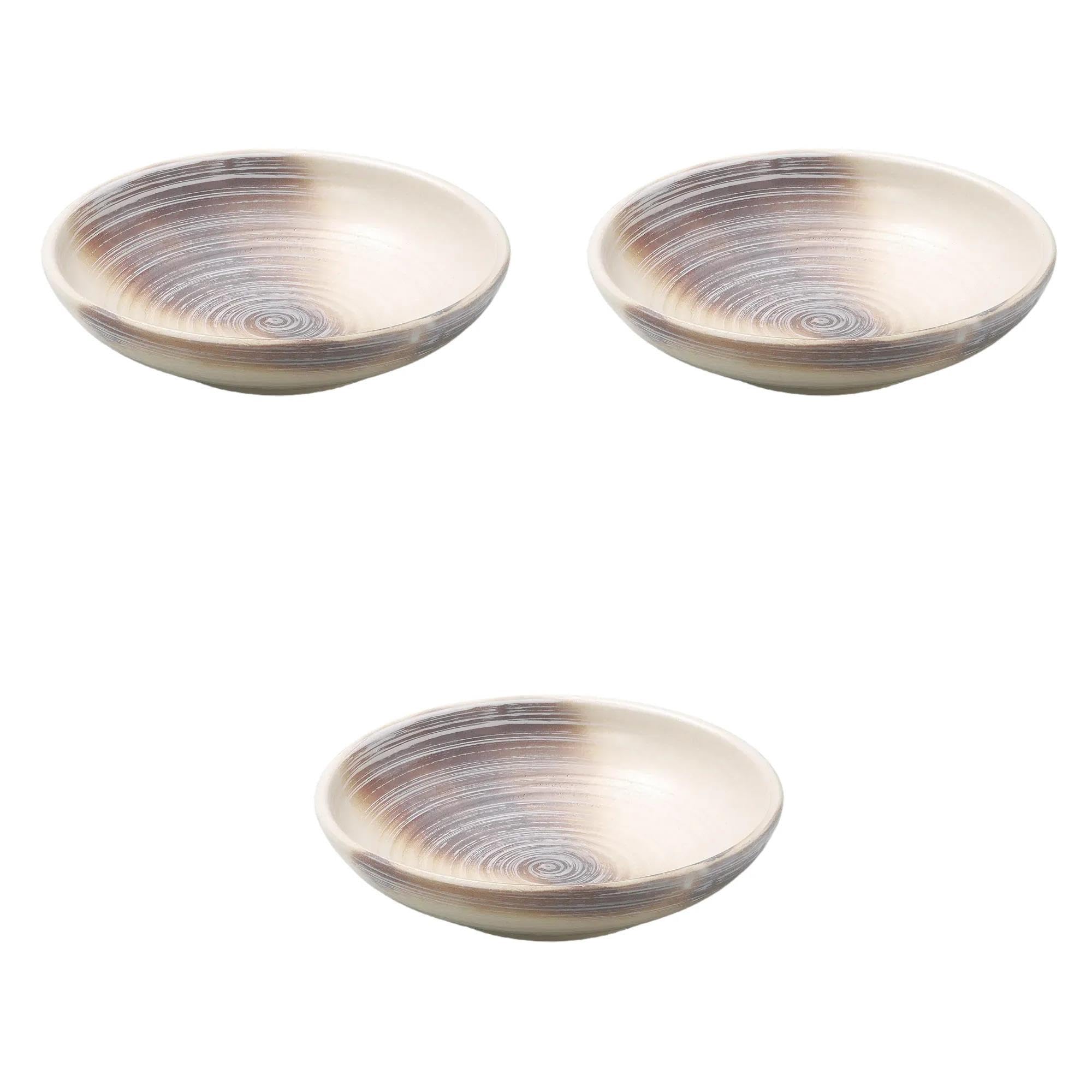 

Set of 3 Kasumi Shino noodle bowls x Banko ware large ceramic plate Banko ware Setomonohonpo 8.0 [24.3 6.7 cm] (earthenware)