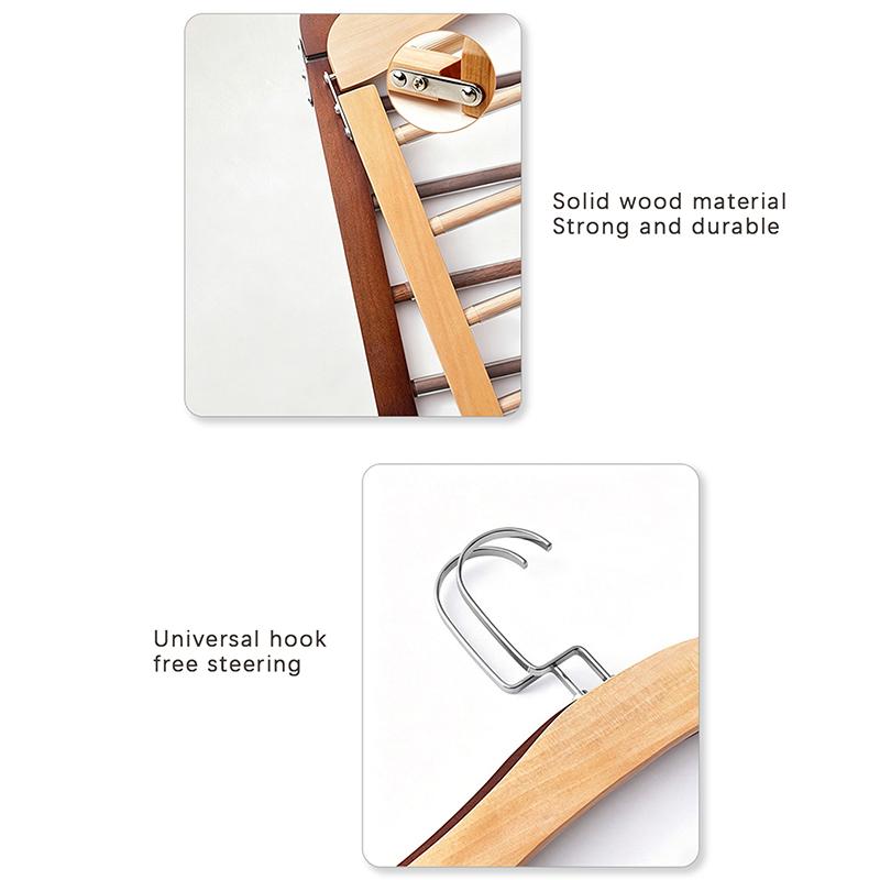 Solid Wood Multifunctional Multi-Tier Trouser Rack Household Wooden Coat Rack Towel Scarf Tie Storage Rack Flocking Non-Marking