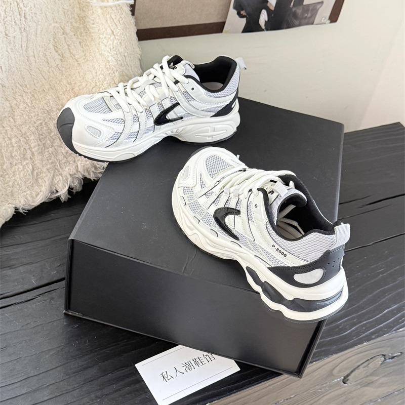 Mesh Breathable Leather Dad Shoes Women's Early Autumn New Versatile Casual Sports Shoes Running Shoes Women