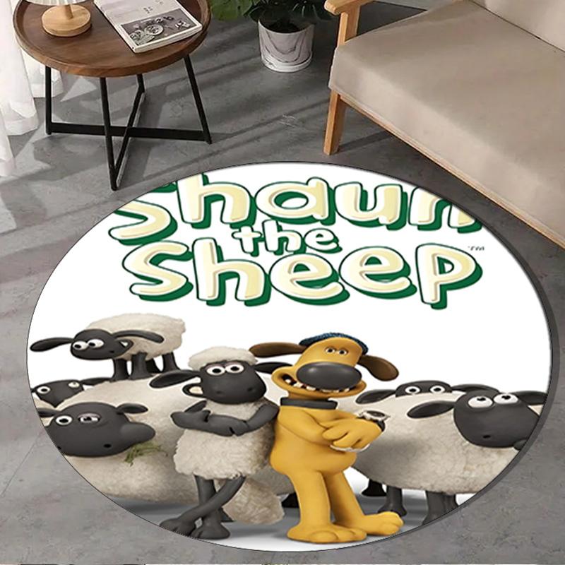 1PC Sheep And Shaun Adventure Round Rug, Non-slip Chair Mat, Home Decor, Circle Carpet Perfect for Office, Bedroom, Living Room,Christmas gift