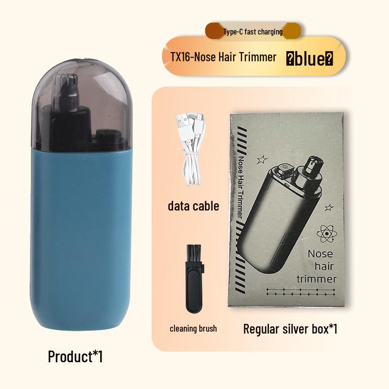 Portable Rechargeable Electric Nose Hair Trimmer with Washable Blade
