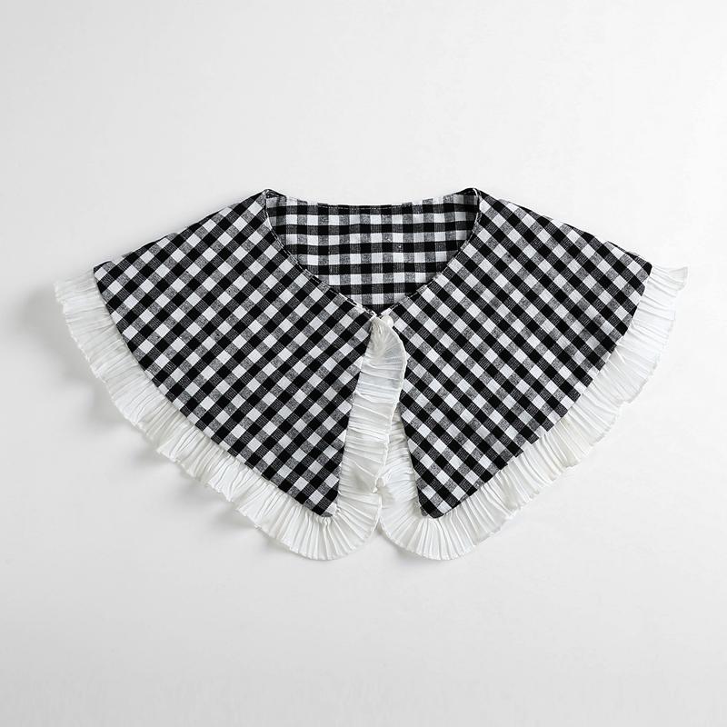 Lady's Dress Detachable Fake Collar Black White Ruffled Shawl Decorative Collar Shirt Sweater Lapel Capelet