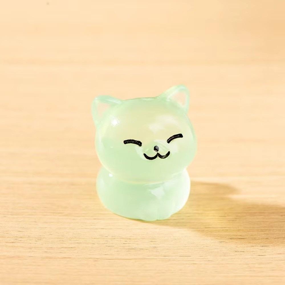 Resin Luminous Cat Figurines Tiny Miniature Lucky Cat Cute Glow Dark Ornaments for DIY Home Decor