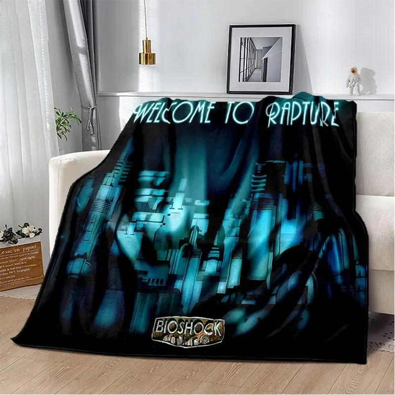 3D Retro BioShock Game Gamer Blanket,Soft Throw Blanket for Home Bedroom Bed Sofa Picnic Travel Office Rest Cover Blanket Kids