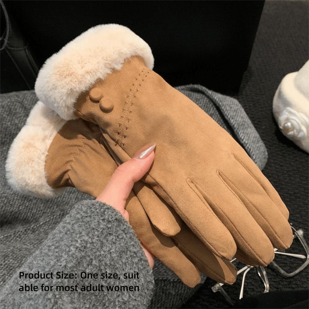 Cold Weather Suede Winter Touch Screen Gloves One Size Retro Fleece Lined Gloves Daily Commute