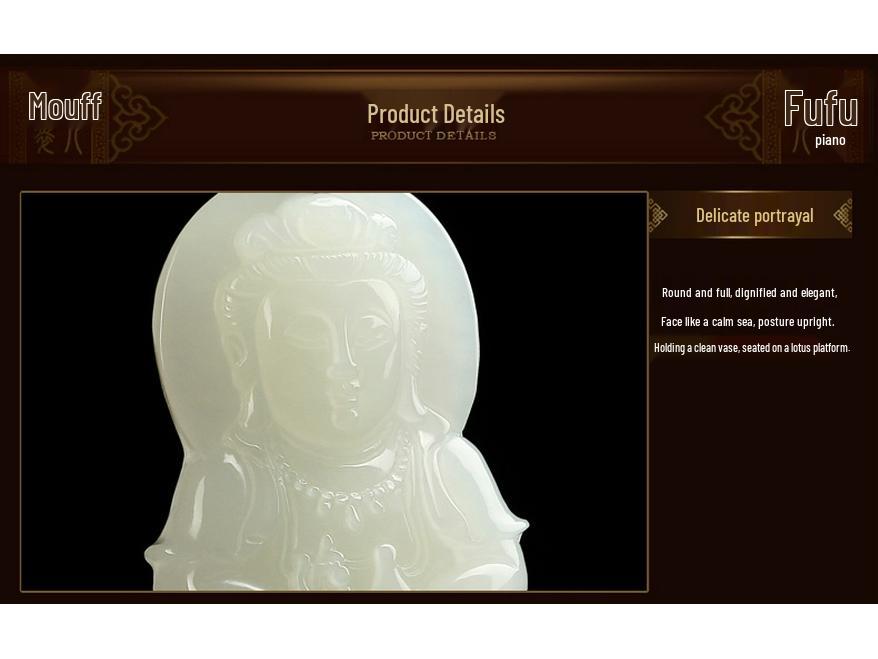 Men's Xinjiang Hotan White Jade Guanyin Pendant with Certificate
