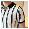 Men S Striped Short Sleeve Polo Shirt Business Casual Summer
