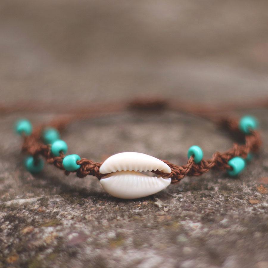 Noter Bohemia Macrame Bracelet Adjustable Unisex Beach Shell Braslet 4mm Blue Howlite Braclet Handmade Surfing Jewelry Pulseria