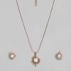 Estele Flower and Pearl Pendant Set In 24K Rose Gold for Women/Girls