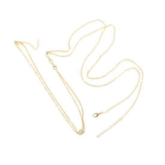 Yousheng Body Chain Sexy Simple Faux Diamond Inlaid Integrated Adjustable Dress Up Gift Lady Cross Bikini Belly Chain Body Jewelry Daily Wear