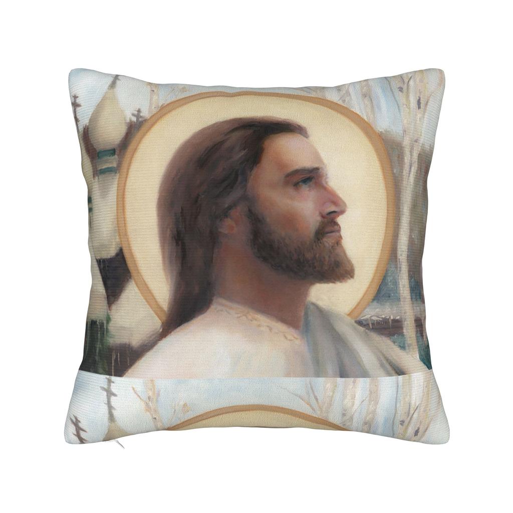 Christliche Kissenhülle Polyester Kissenbezug Dekorativ Gott segne Jesus Christus Zierkissenhülle Zuhause Quadratisch cm
