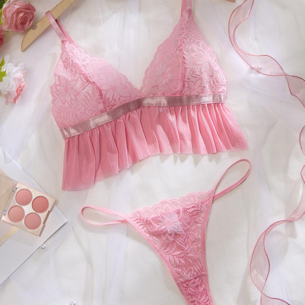 European and American New Sexy Lingerie Hot Perspective Underwear Two-piece Set of Fun Batch