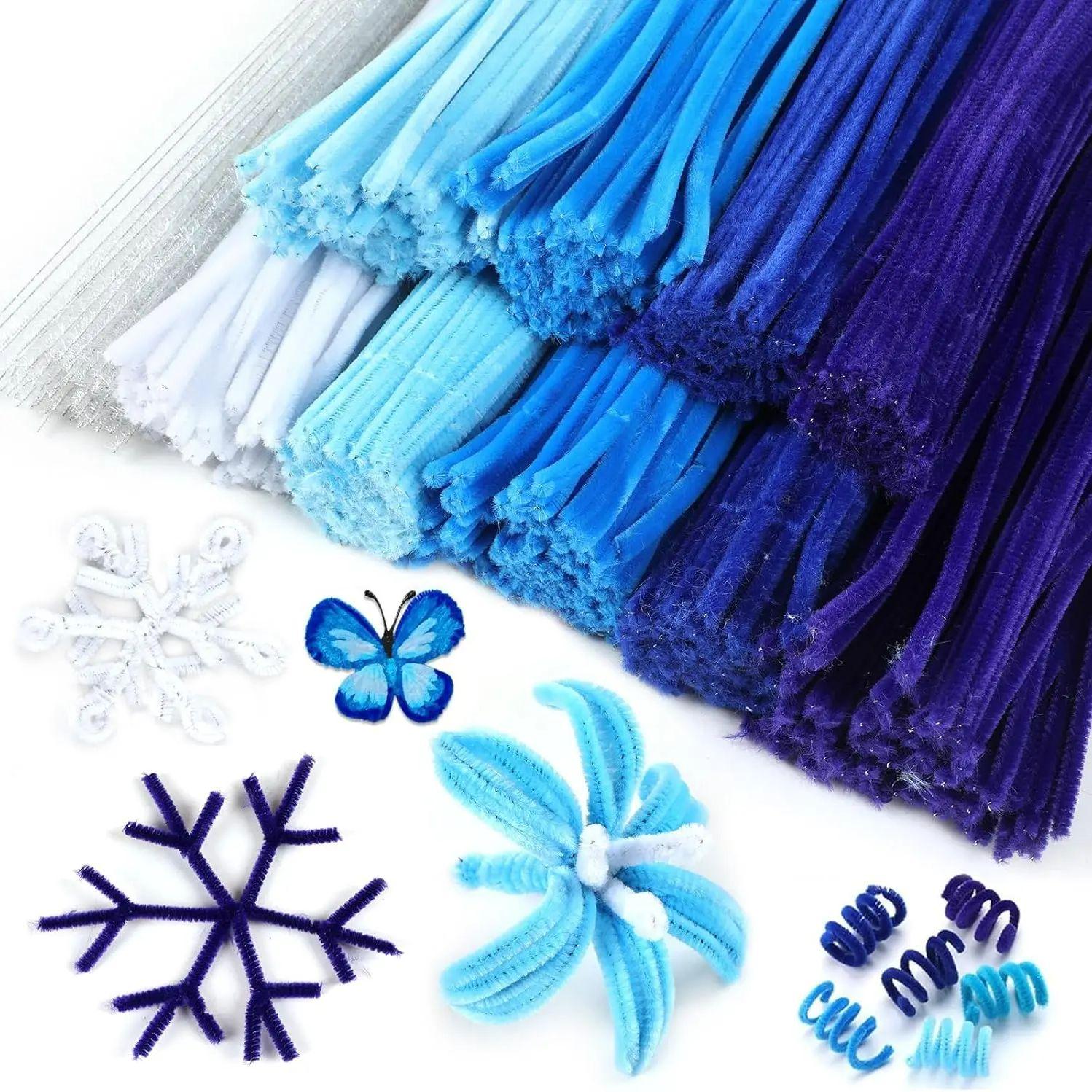 

Набор для творчества из 1000 штук синельной проволоки 6 ассорти цветов: синий, белый, с блестками, серебристый. Большой набор материалов для DIY-искусства