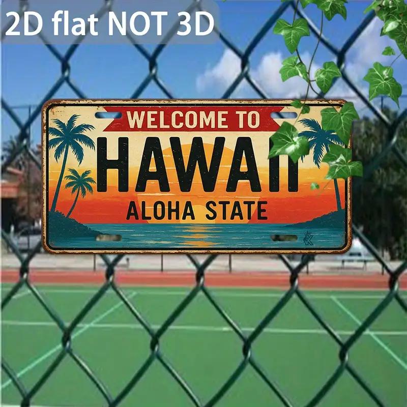 

D Flat pc Винтажный Гавайский Знак Номерного Знака Штата Алоха Тропический Декор Стены Гавайев с Пальмами Закат 15x30cm(5.9x7.8inch)