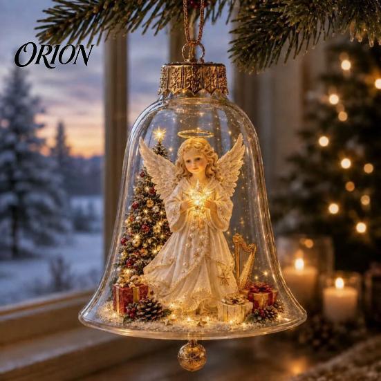 Miniature Holiday Scene Hanging Balls 3D Christmas Bell Ornament, Winter Clear Decoration with Santa Reusable Festival Ornaments Snowman Reindeer