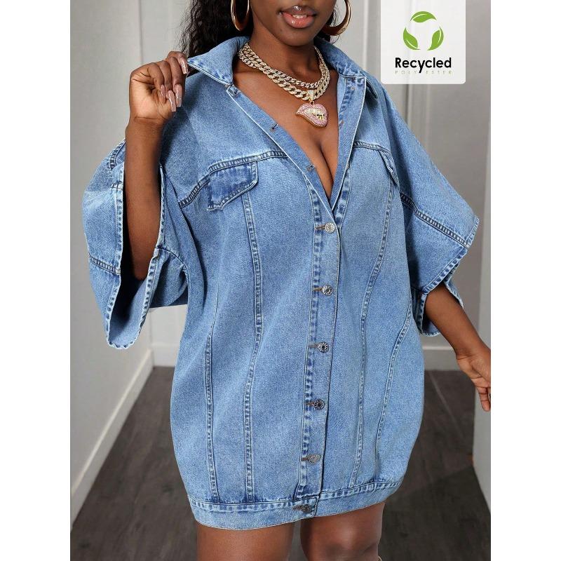 DICFY Women's Vintage Casual Solid Color Print Short Sleeve POLO Neck Jackets & Coats