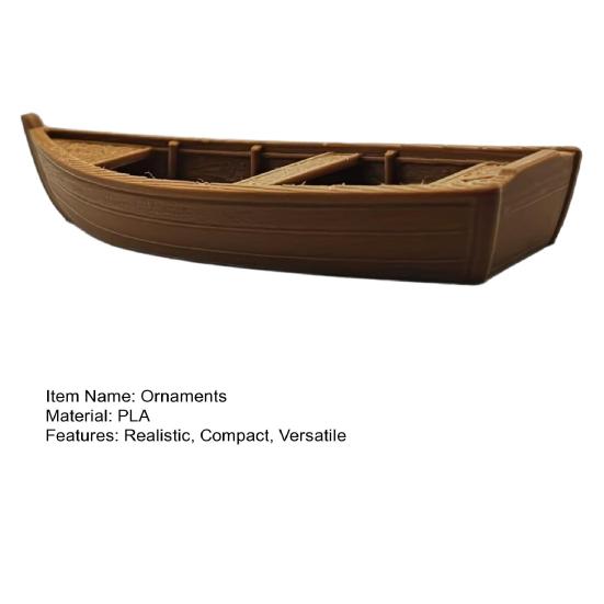 3D Printed Vintage Wooden Boat Model Rustic Old Fishing Ship Figurine for Display Shelf Nautical Decor for Fisherman Hobbyist Gift