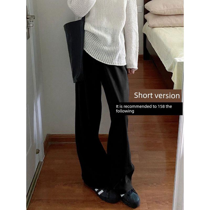 Gray Autumn and Winter Fat Sister mm High Waist Loose Suit Pants Black, Petite Size S(Suggestion 40-45kg)