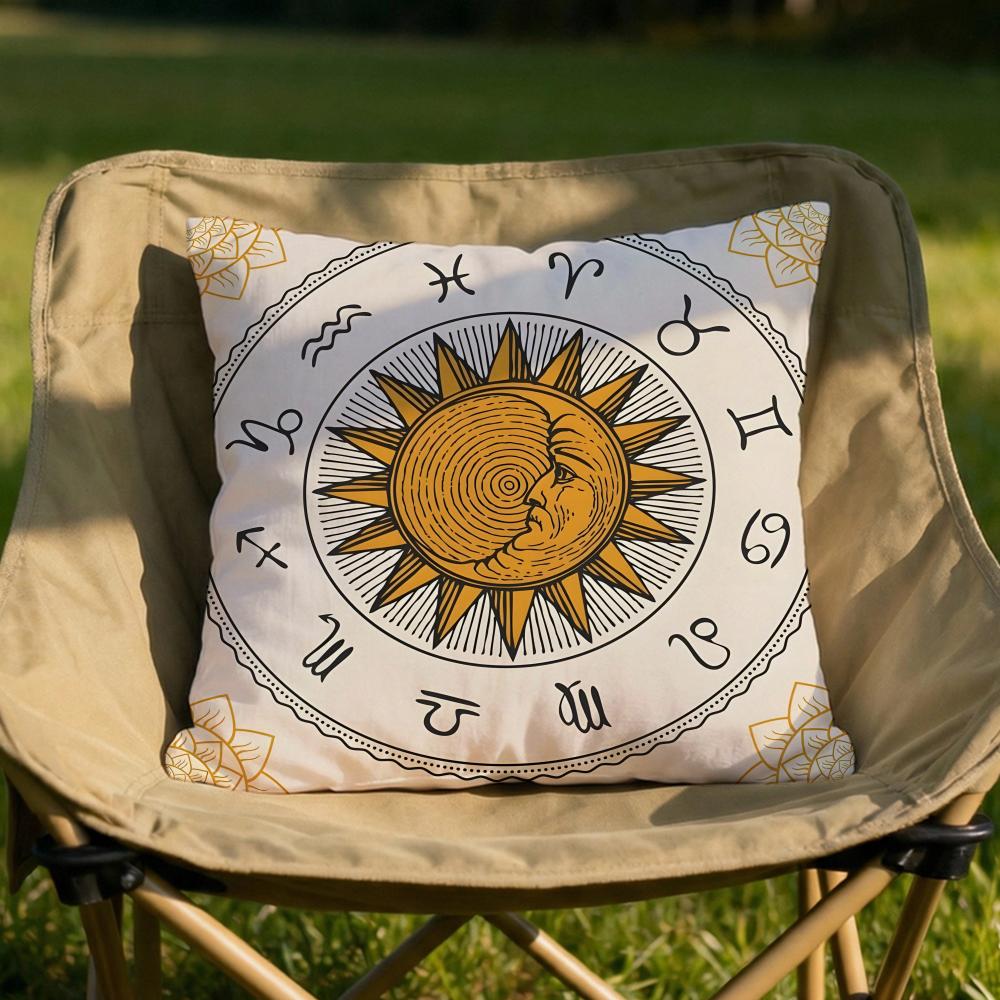 Tarot Sun and Moon Cushion Cover Soft Reversible Durable Pillow Cover MultiScene Use for Home Car Daily Comfort