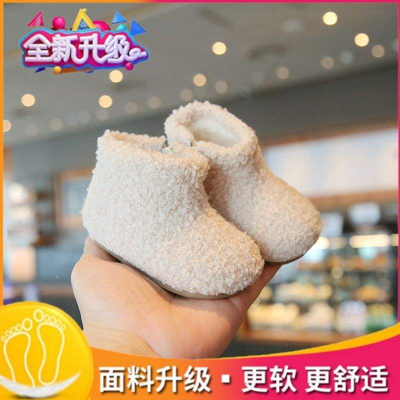 Baby Girl Fluffy Boots Princess Shoes Winter Plush Boots Girls Short Boots Soft Sole Baby Toddler Shoes Warm Cotton Shoes