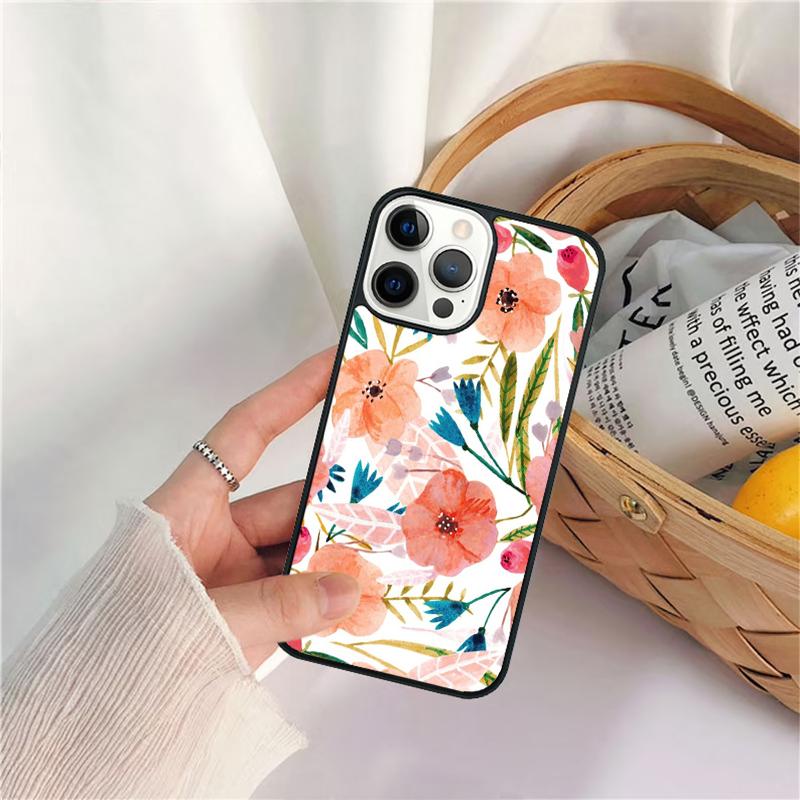 Tropical Flowers Phone Case For iPhone 17 Air 16 15 14 11 12 13 Pro  MAX Plus coque Cover Shell
