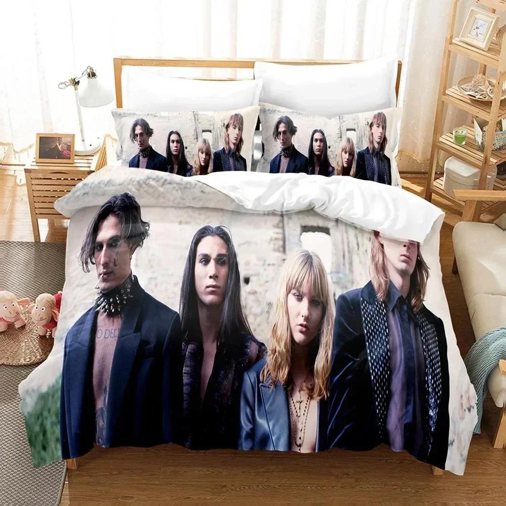3D Printed Maneskin Rock Band Bedding Set Duvet Cover Sheet Printed Bed Set Pillowcase Full Queen King Size Comforter Bedroom