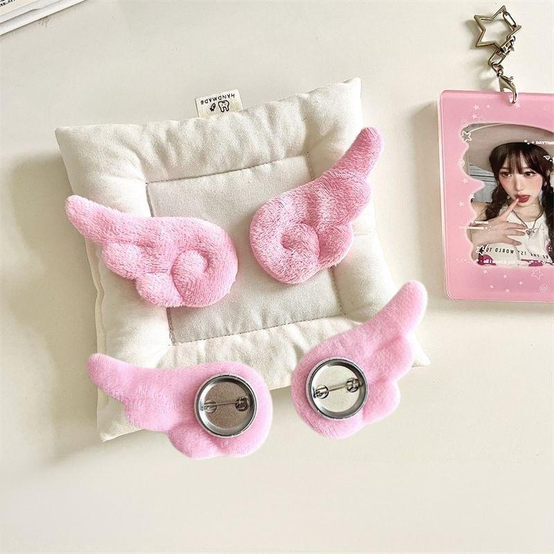 1 Pair Small Angel Wings Brooch Fluffy Plush Y2K Japanese Sweet Clothes Decor Bag Pin Cute Accessory
