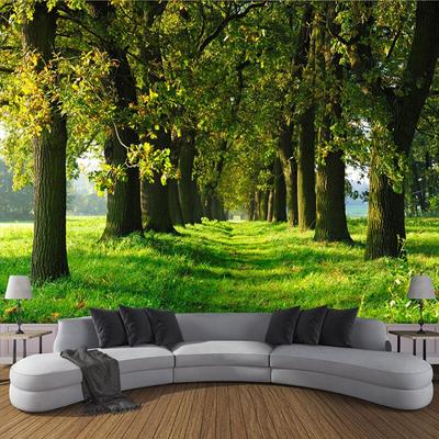 Waldstraße Bäume natürliche Landschaft Tapete Wandbild, Wohnzimmer TV Sofa Wand Schlafzimmer Home Decor