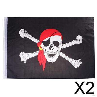 2x2ftx3ft Pirat mit roter Bandana Flagge Polyester 60x90cm Dekorationen , Mehrfarbig, 2