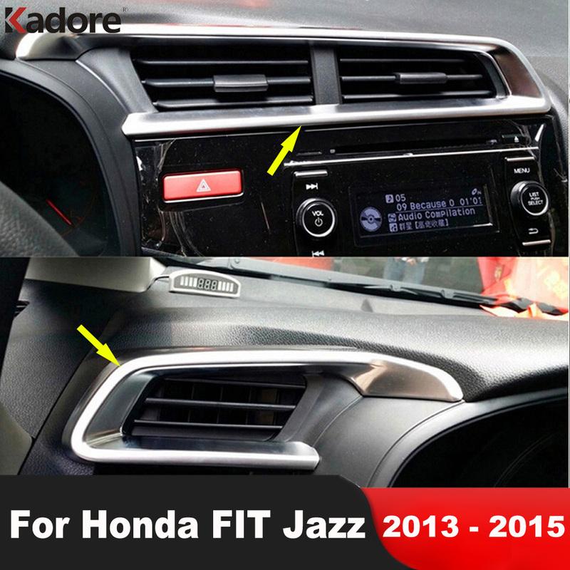 For Honda Fit Jazz 2013 2014 2015 Matte Car Front Air Condition Vent Outlet Cover Trim Interior Mouldings Accessories