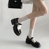 Black Round Head French Thick Heel Small Leather Shoes Summer Light Mouth Versatile Mary Jane Single Shoes