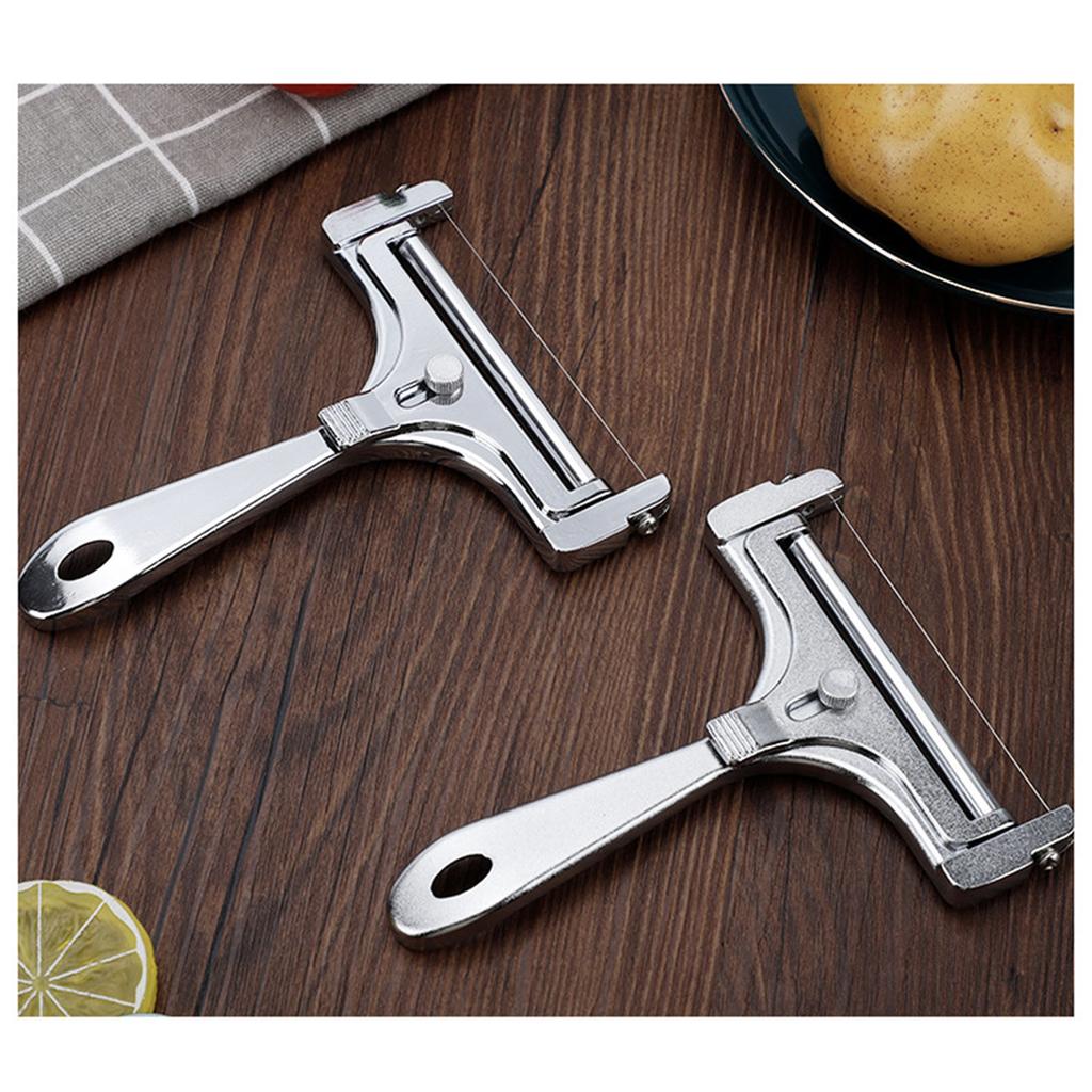 Cheese Slicing Tool Handheld Cheese Cutter Stainless Steel Wire Adjustable Thickness Cheese Slicing Tool for Mozzarella Cheddar