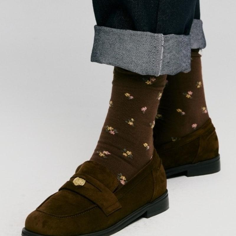DEPOUND flower pattern socks - brown