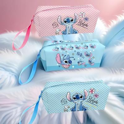 MINISO Kawaii Stitch Cartoon Pen Bag Large Capacity Student Stitch Stationery Bag Cute Children's Multi Functional Storage Bag