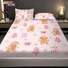 3Pcs Pink Christmas Gingerbread Printed Coreless Bed Sheet Set Multiple Sizes Comfortable Bed Covers Bedding Holiday Decorations