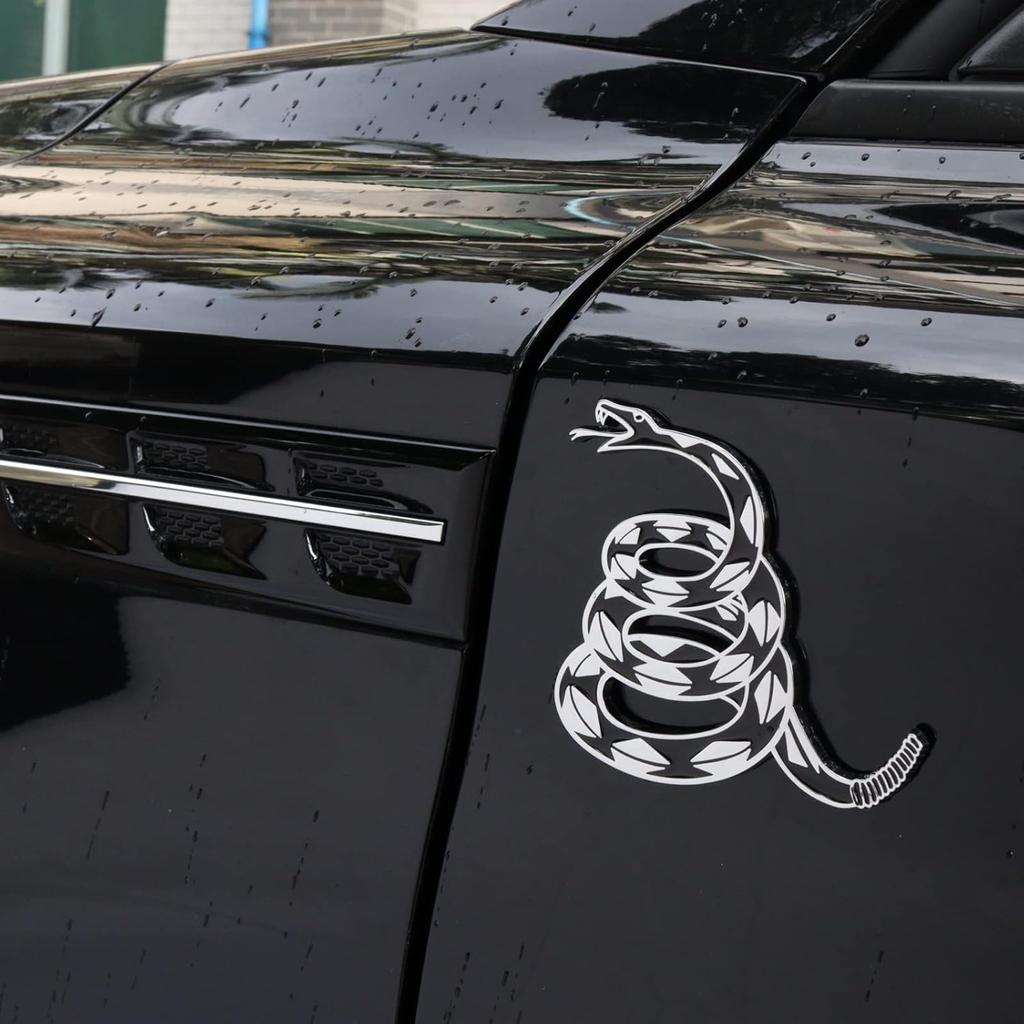 Dont Tread On Me Metal Car Sticker, Gadsden Flag Auto Emblem, 3D Snake Decal For Automotive, Truck, Motorcycle (Silver)