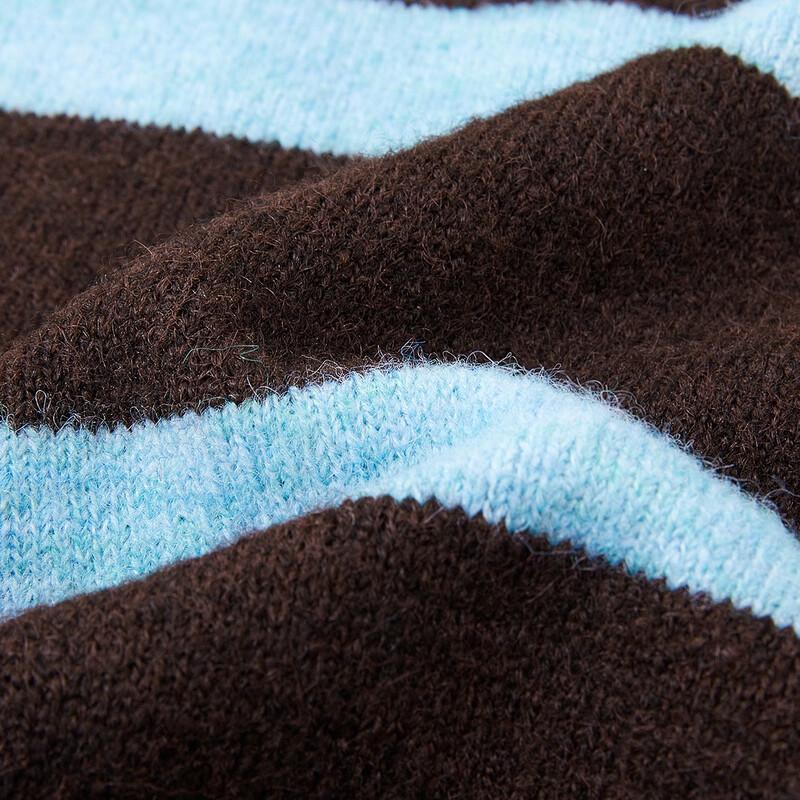 Demana Women's Retro Striped Color Block Turn-Down Collar Sweater