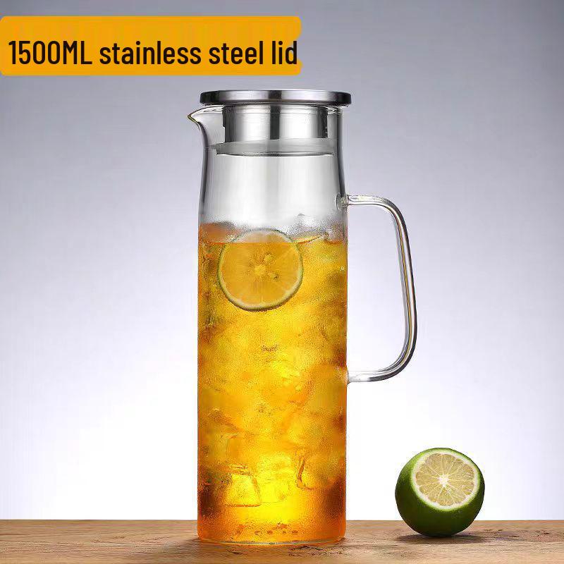 Borosilicate Glass Tea & Cold Drink Pot with Bamboo Lid – High-Temperature Resistant