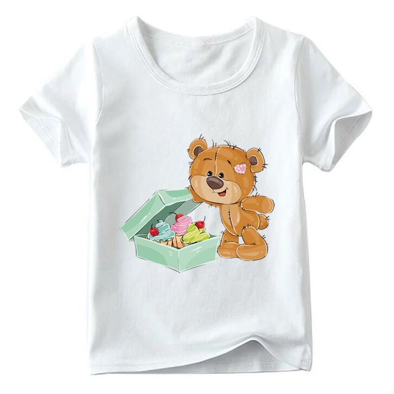Unisex Childrens Cartoon Bear TShirt Short Sleeve round Neck Numbers 112 Years Old Kids Casual Fashion Clothing