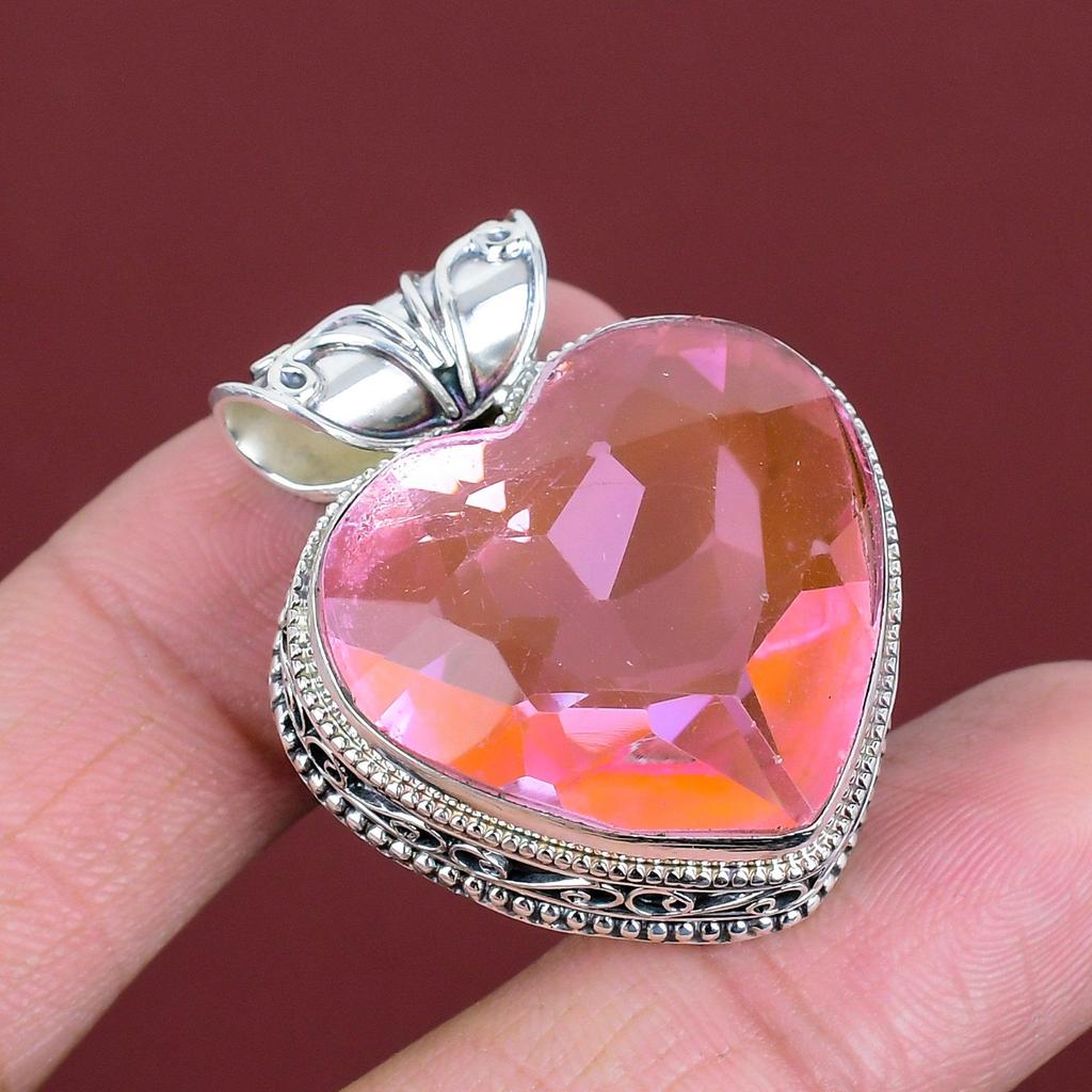 Faceted pink kunzite pendant real gemstone pendant dainty jewelry 925 sterling silver pendant handmade pendant vintage pendant gifts for her