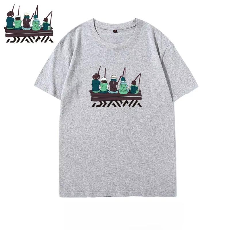 2025 AutumnWinter New Trendy Retro Outdoor Fishing Print Tshirt Loose and Sporty Shortsleeved Cotton Top for Men and Women