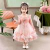 Lolita Girls Princess Dress Spring Autumn Children's Long Sleeve Pink Dress Lace Bow Decoration Sweet A-line Skirt Fairy Set
