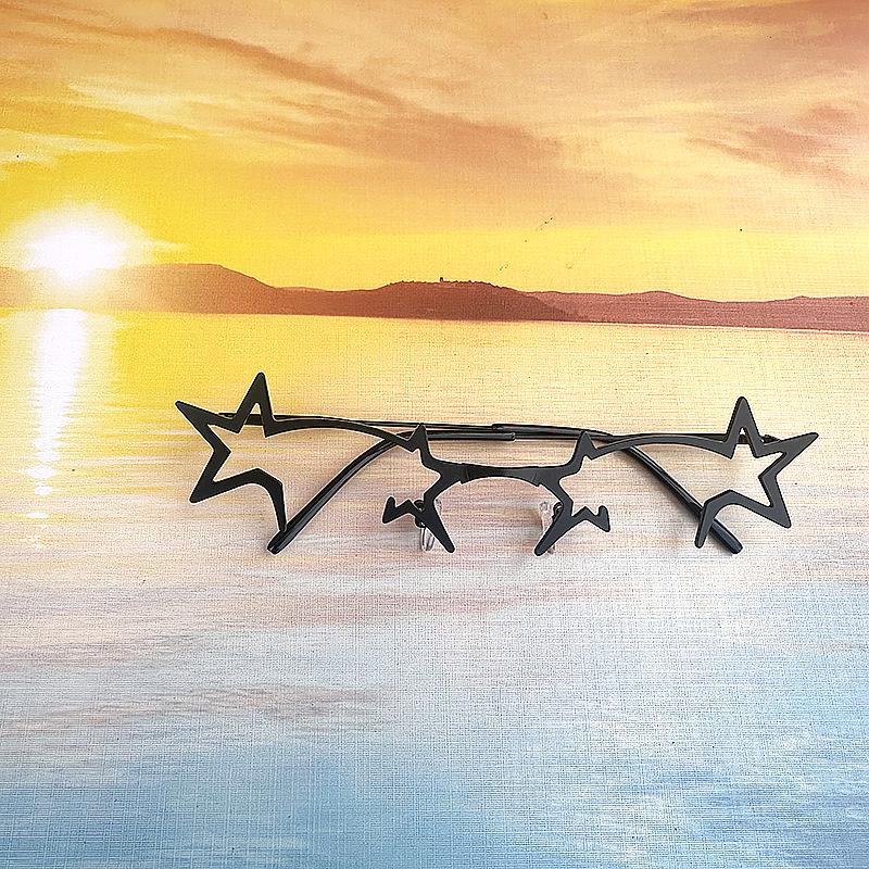 Y2K Halbrahmen Sternenbrille: Zweidimensionale COS-Dekoration für Damen & Herren, Perfekt für Streaming, Clubbing & Street Style.